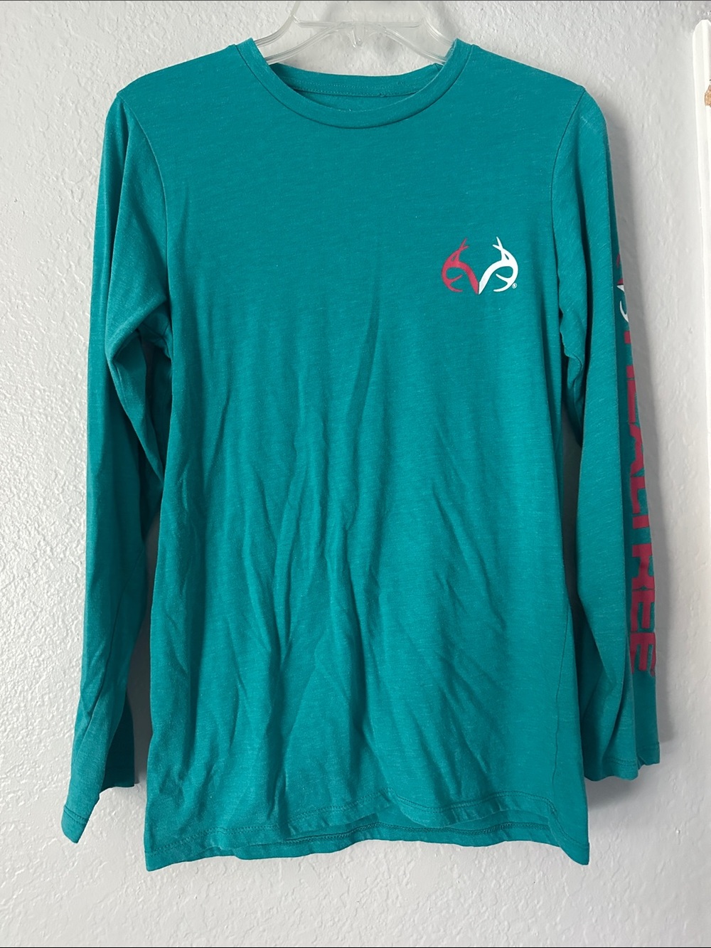 Realtree Teal Crewneck Tee with Logo